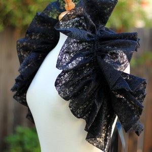 Black Lace Collar Fashion Neck Ruff for Burlesque or Elizabethan Costume image 4