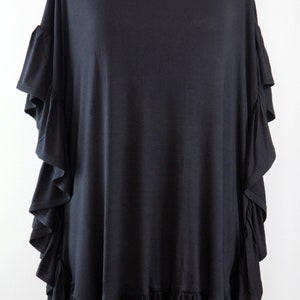 Black Beach Cover Up with Open Back Jersey Knit Beach Poncho Beach Dress with Ruffles and Low Back Lots of Colors image 8
