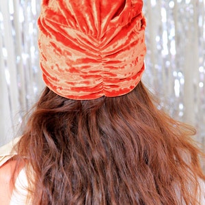 Crushed Velvet Turban Hat in Rust Orange Women's Fashion Hair Wrap Pumpkin Spice Lots of Colors image 4