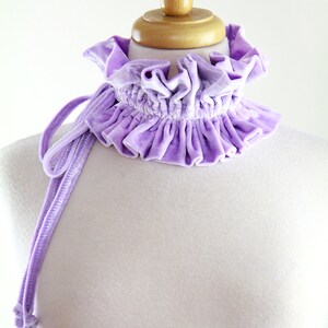 Lilac Lavender Crushed Velvet Collar Victorian Style Choker Collar, Neck Ruff, or Neck Frill Cottagecore Accessories Lots of Colors image 3