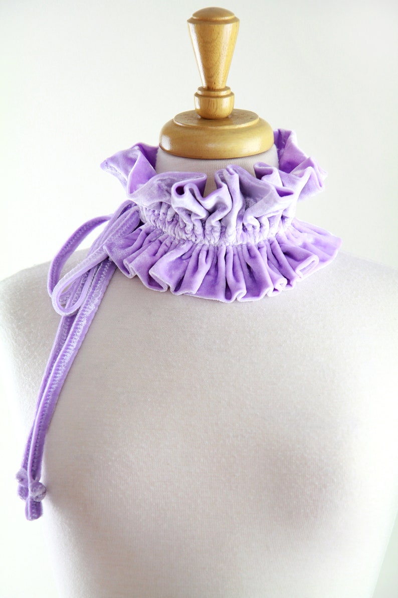 Lilac Lavender Crushed Velvet Collar Victorian Style Choker Collar, Neck Ruff, or Neck Frill Cottagecore Accessories Lots of Colors image 3