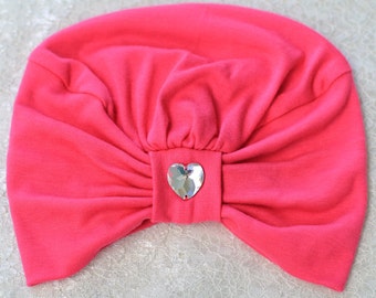 Valentine's Day Fashion Turban in Hot Pink -  Women's Hair Wrap - Jersey Knit Head Covering - Valentine's Day Gift Idea for Her