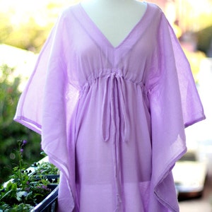 Caftan Maxi Dress Beach Cover Up Kaftan in Lavender Cotton Gauze Women's Maxi Dresses image 1