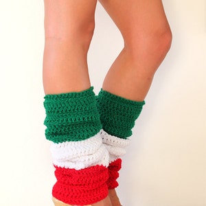 Leg Warmers in Red, White, and Green Mexico or Italy Flag Leggings Christmas Legwear image 4