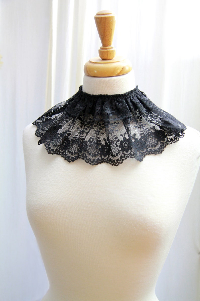 Gothic Black Lace Collar Witch Aesthetic Victorian Inspired Neck Frill Goth Collar Accessories image 7