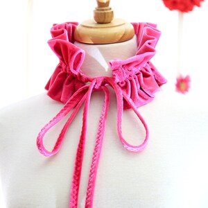 Hot Pink Velvet Collar Women's Neck Ruff Victorian Style Fashion Collars Ruffle Neck Piece Velvet Chokers Lots of Colors image 2