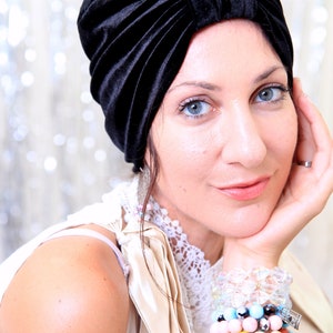 Black Velvet Turban Hat Womens Turban Headwrap Fashion Turbans Lots of Colors image 7