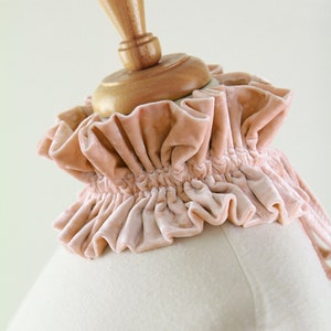 Champagne Blush Pink Collar in Crushed Velvet Victorian Style Collar, Neck Ruff, or Neck Frill Lots of Colors image 5