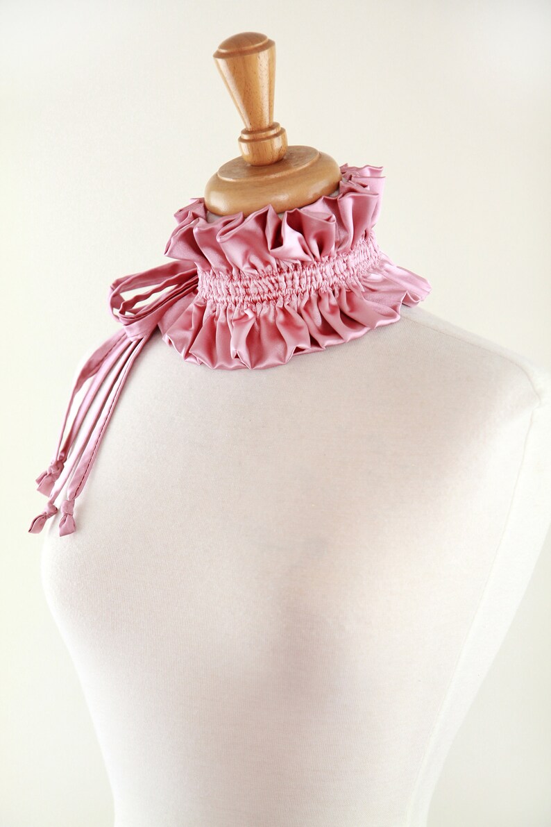 Balletcore Collar in Pink Satin Charmeuse Victorian Collar or Neck Ruff Ballet and Dance Clothing Accessories Lots of Colors image 2