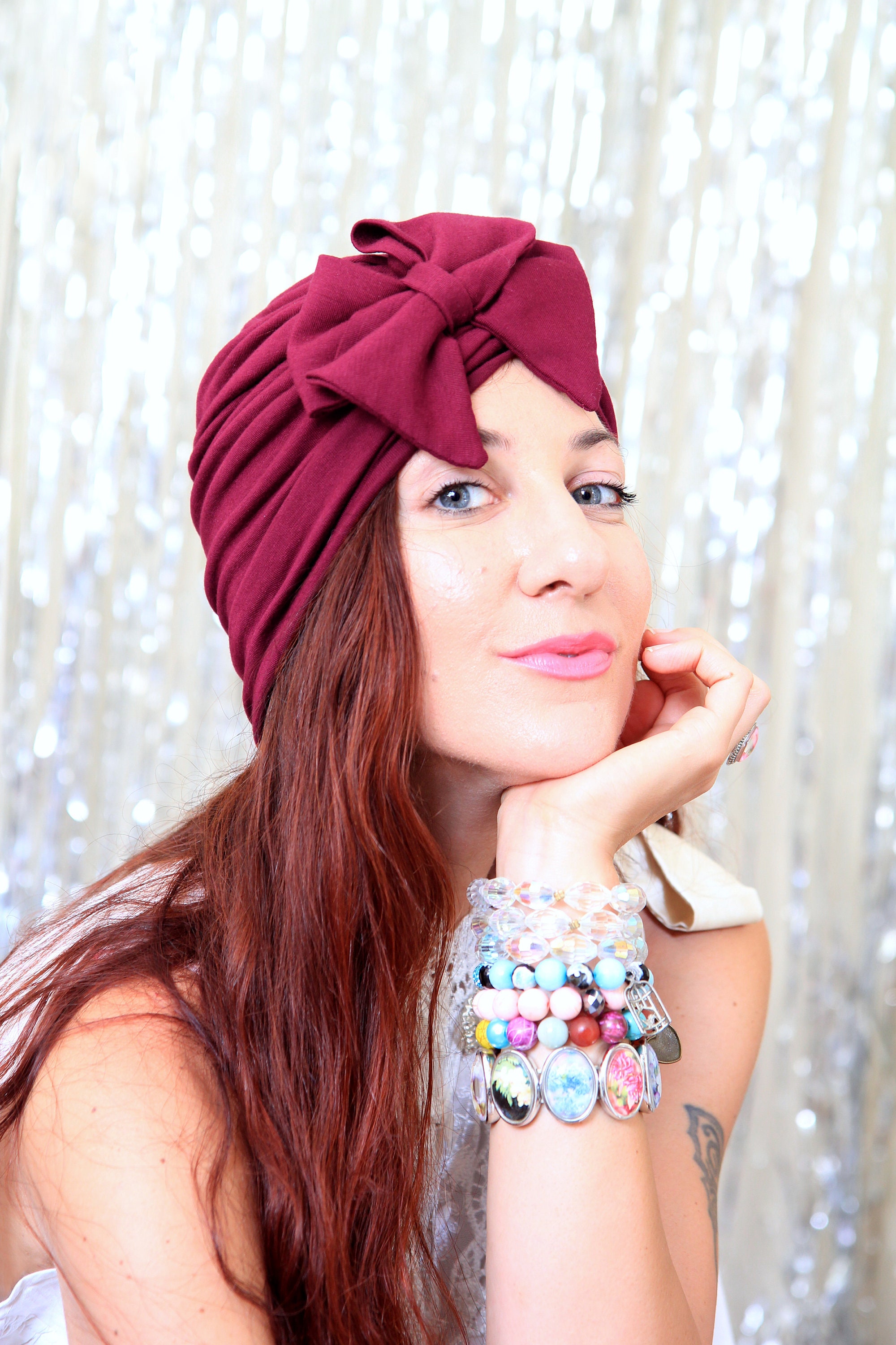 Burgundy Turban Headwrap With Bow Women's Fashion - Etsy Canada