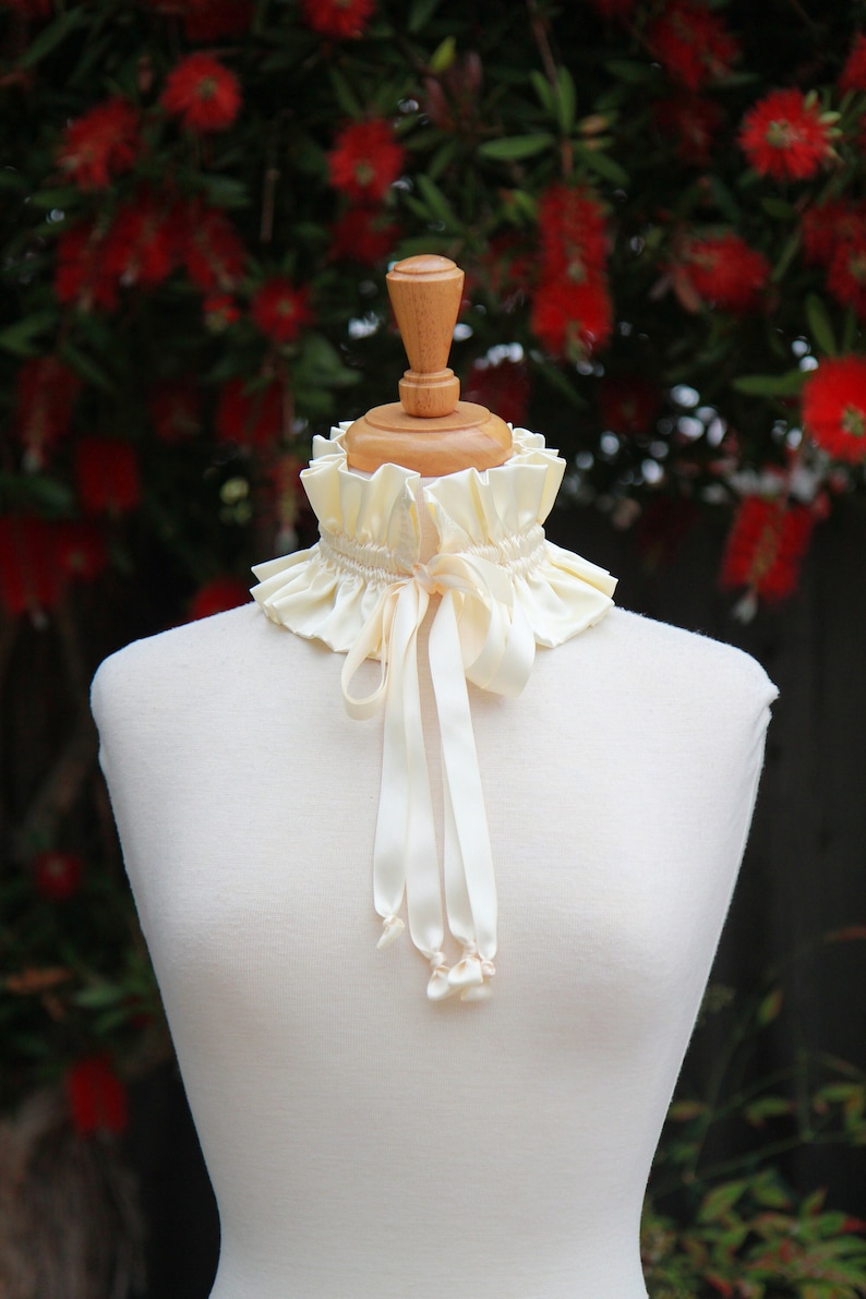 Victorian Collar in Ivory Satin Charmeuse Balletcore Choker Cottagecore Fashion Accessories Lots of Colors image 1