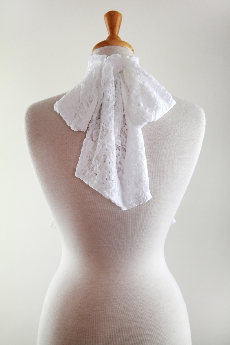 Jabot Collar in White, Ivory, or Black Lace Edwardian, Victorian, or Baroque Style Neck Frill Bib Fashion Collars image 10