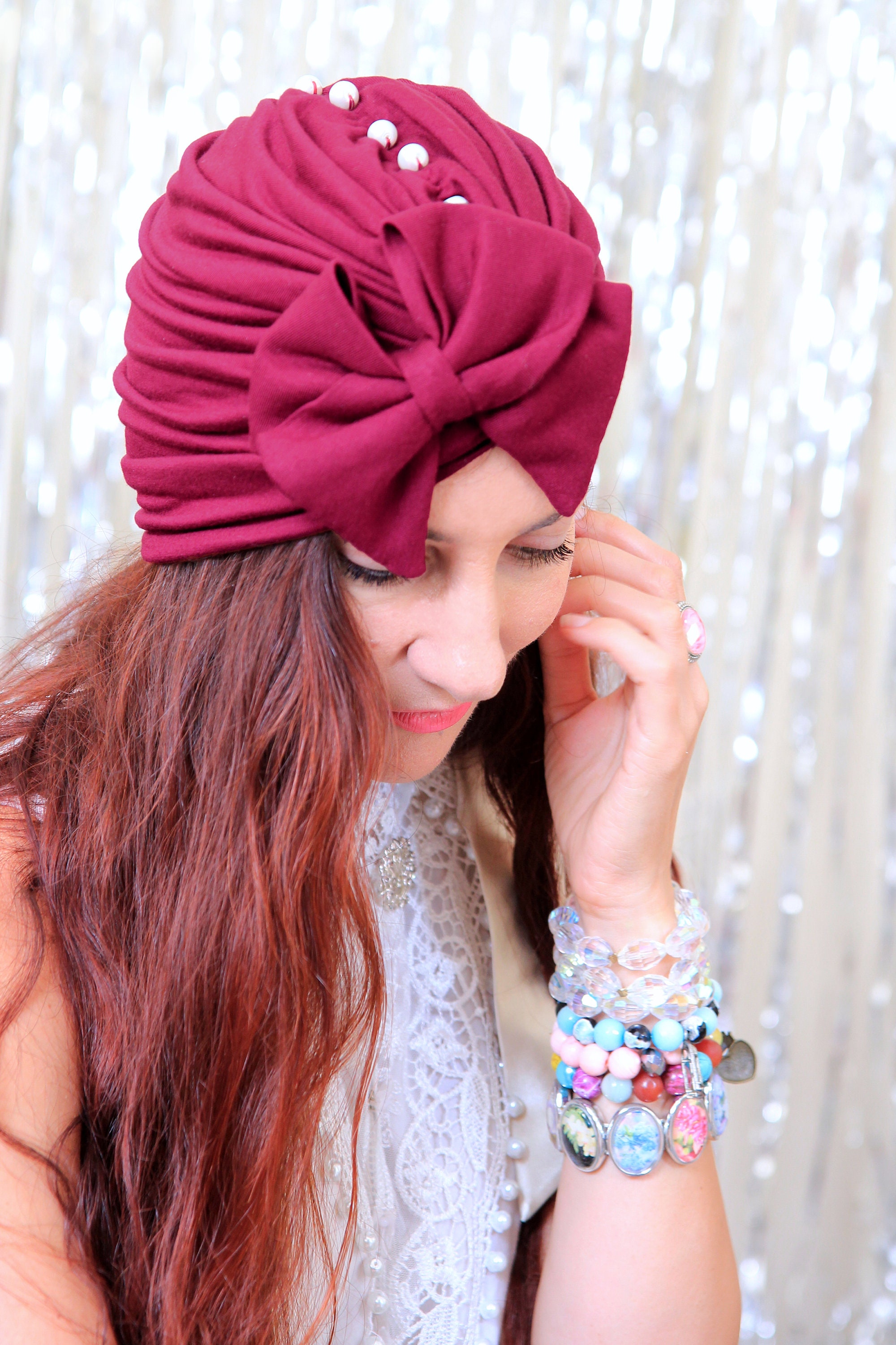 Burgundy Turban Headwrap With Bow Women's Fashion - Etsy Canada