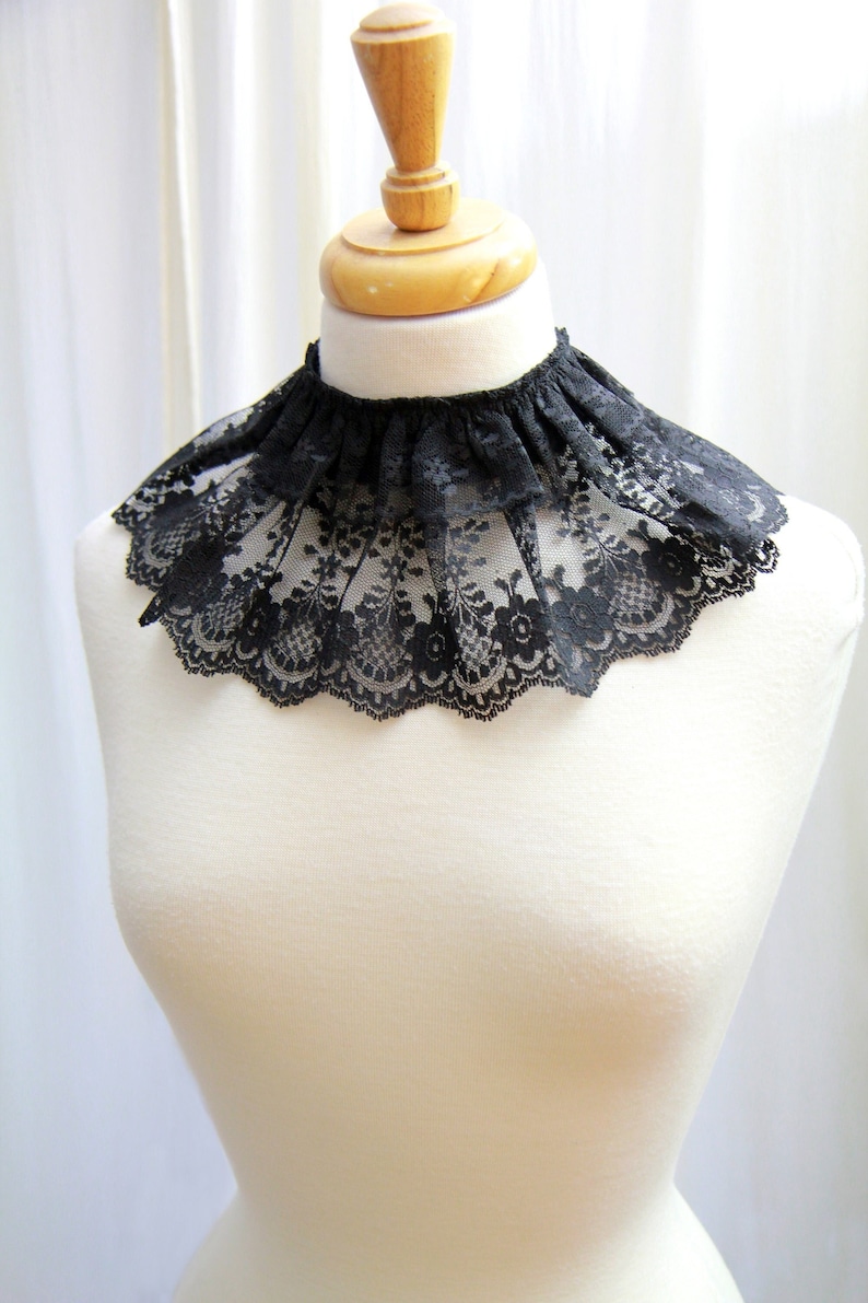 Gothic Black Lace Collar Witch Aesthetic Victorian Inspired Neck Frill Goth Collar Accessories image 1