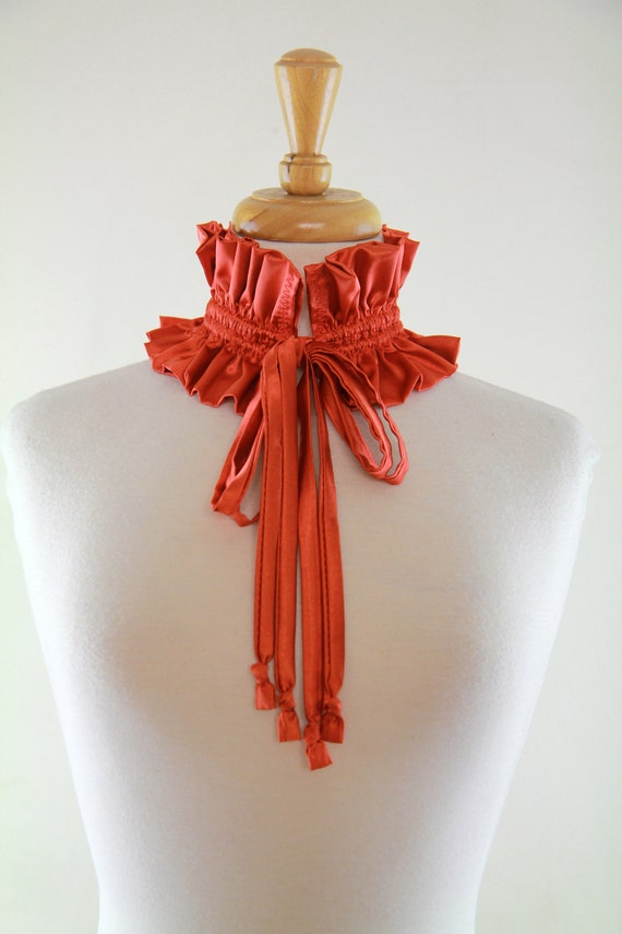 Victorian Collar in Rust Satin Charmeuse - Ballet-core Choker - Pumpkin Spice or Burnt Orange Fall Fashion Accessories - Lots of Colors