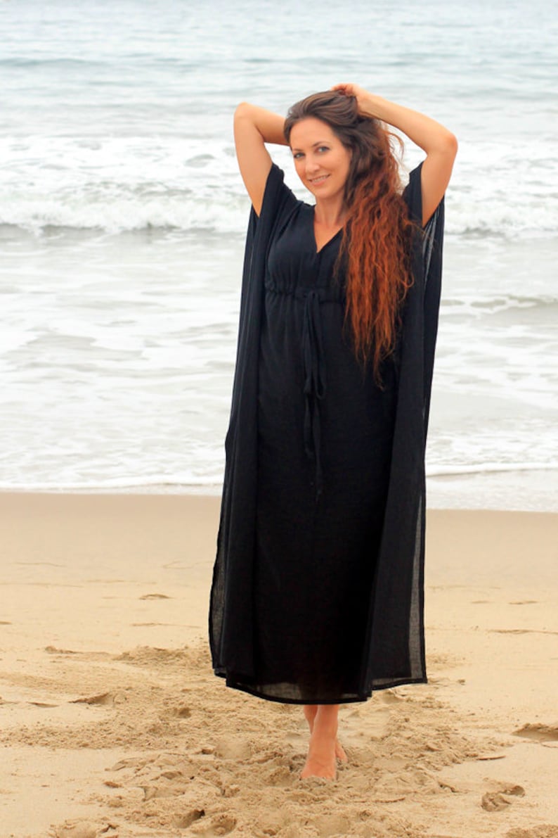Caftan Maxi Dress Beach Cover Up Kaftan in Fuchsia Cotton Gauze Women's Maxi Dresses Lots of Colors image 7