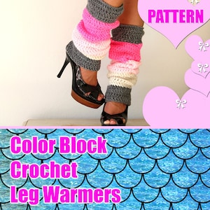 Color Block Leg Warmers Pattern Crochet Pattern Easy image 1