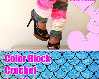 Color Block Leg Warmers Pattern - Crochet Pattern - Easy