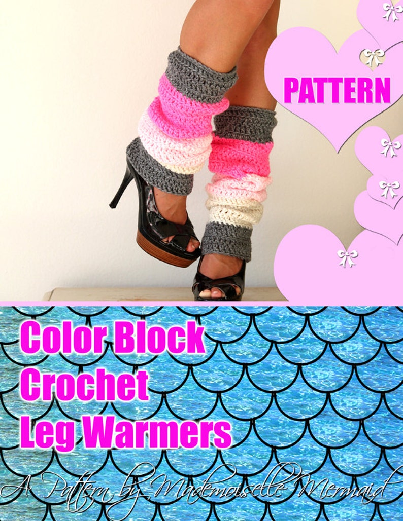 Color Block Leg Warmers Pattern Crochet Pattern Easy image 1