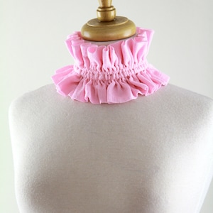 Cottagecore Collar in Pink Cotton Gauze Victorian Style Choker or Neck Ruff Pink Aesthetic Fashion Accessories Lots of Colors image 5