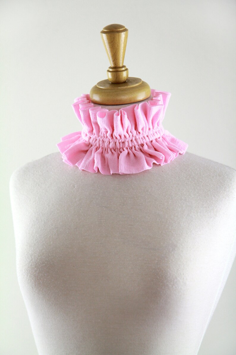 Cottagecore Collar in Pink Cotton Gauze Victorian Style Choker or Neck Ruff Pink Aesthetic Fashion Accessories Lots of Colors image 5