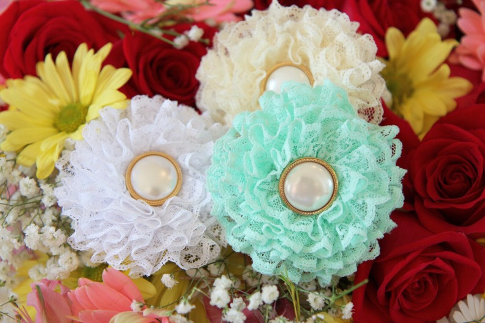 White Lace Flower Hair Clip by Mademoiselle Mermaid Etsy