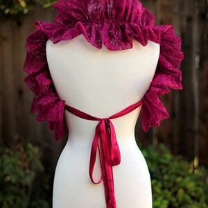 Burgundy Lace Collar Fashion Neck Ruff for Burlesque or Elizabethan Costume image 3
