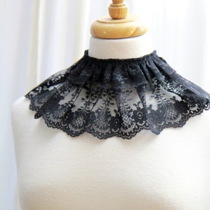 Gothic Black Lace Collar Witch Aesthetic Victorian Inspired Neck Frill Goth Collar Accessories image 4