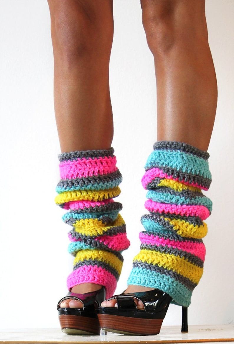 80s Party Leg Warmers in Neon Stripes Etsy