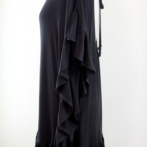 Black Beach Cover Up with Open Back Jersey Knit Beach Poncho Beach Dress with Ruffles and Low Back Lots of Colors image 7