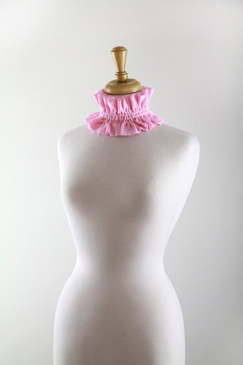 Cottagecore Collar in Pink Cotton Gauze Victorian Style Choker or Neck Ruff Pink Aesthetic Fashion Accessories Lots of Colors image 6