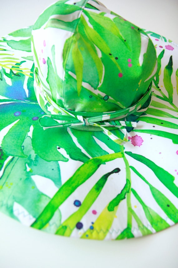 Tropical leaf print wide brim hat Tropical Palm Leaves Kid main image 4