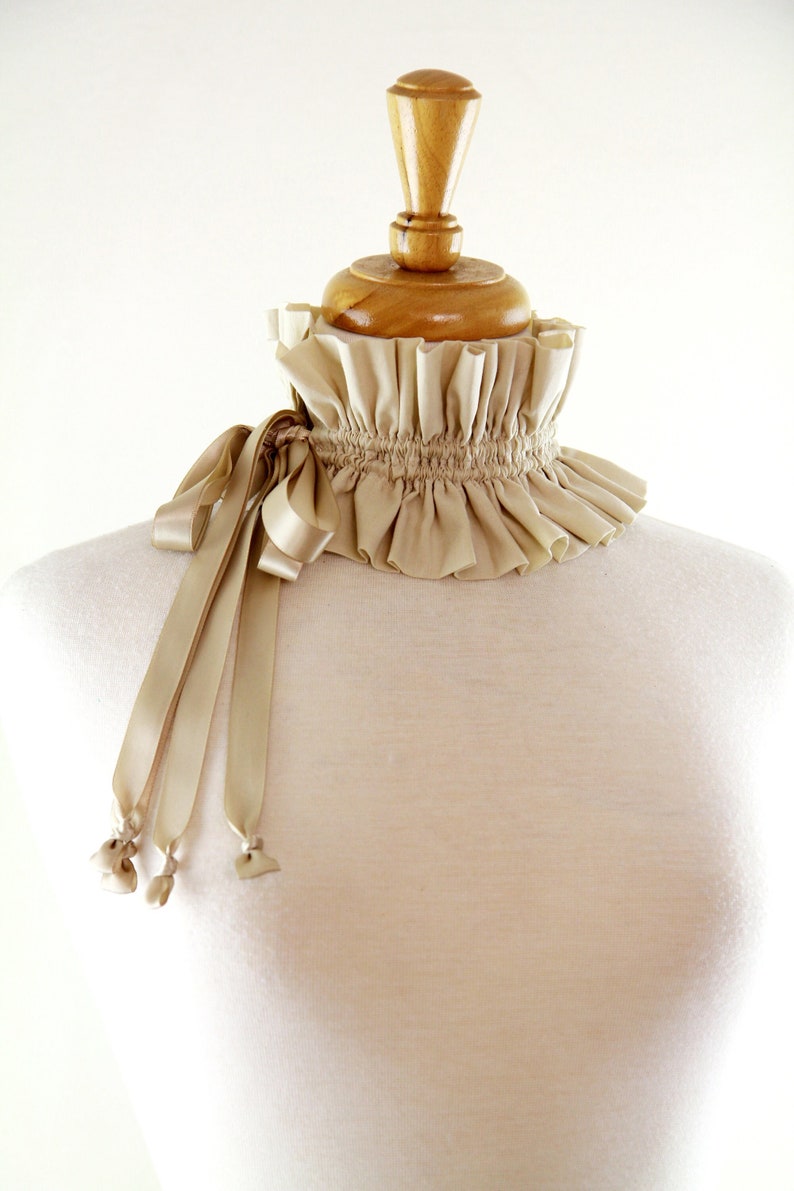Cottagecore Victorian Collar in Champagne Beige Cotton Lawn - Edwardian ...