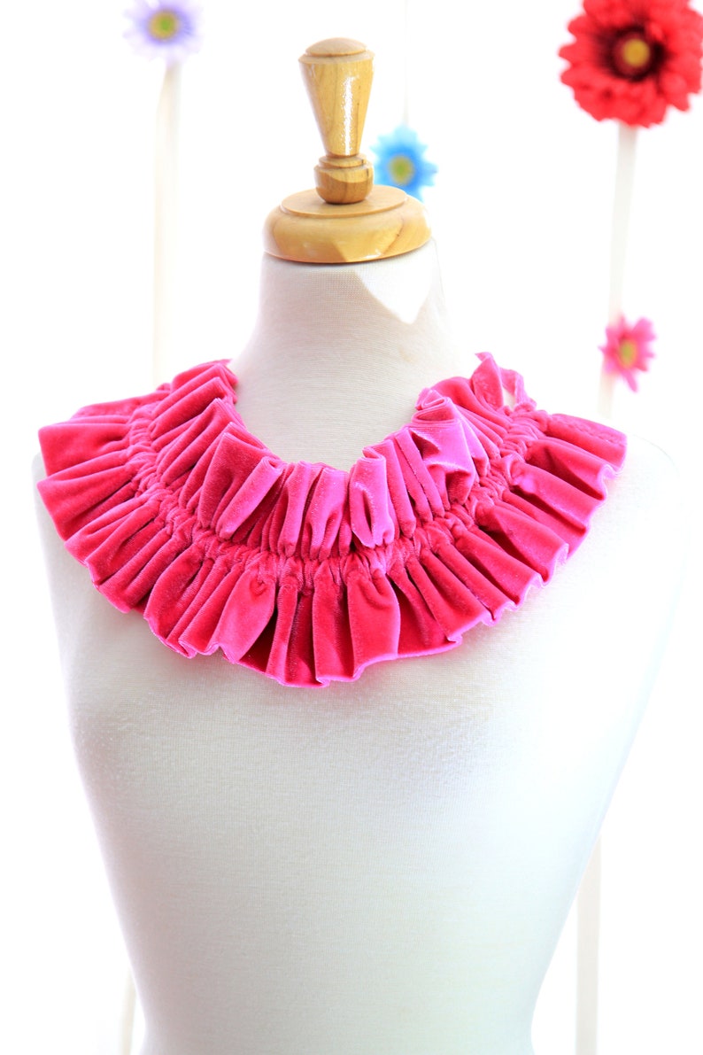 Hot Pink Velvet Collar Women's Neck Ruff Victorian Style Fashion Collars Ruffle Neck Piece Velvet Chokers Lots of Colors image 5