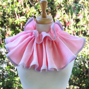 Clown Collar in Pink and Lavender Cotton Gauze