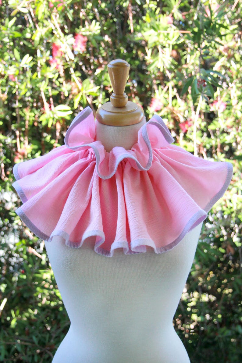 Clown Collar in Pink and Lavender Cotton Gauze