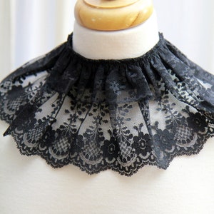 Gothic Black Lace Collar Witch Aesthetic Victorian Inspired Neck Frill Goth Collar Accessories image 3