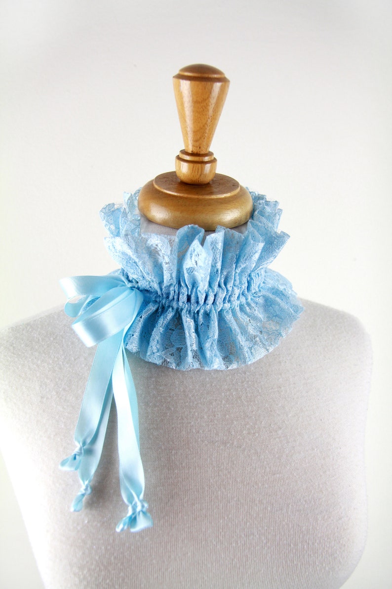 Regency Ruff Light Blue Lace Collar - in Regency Era, Victorian, or Edwardian Style ...