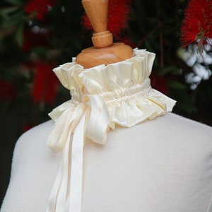 Victorian Collar in Ivory Satin Charmeuse Balletcore Choker Cottagecore Fashion Accessories Lots of Colors image 2