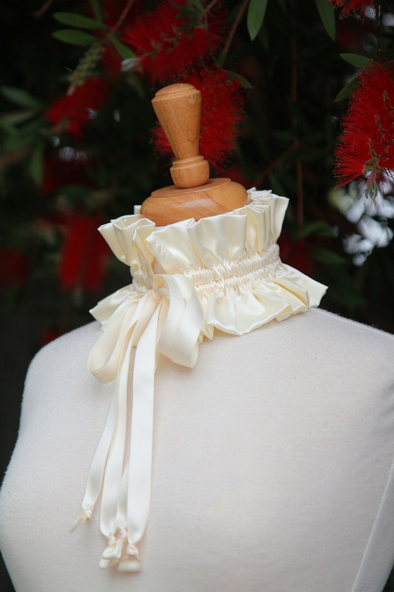 Victorian Collar in Ivory Satin Charmeuse Balletcore Choker Cottagecore Fashion Accessories Lots of Colors image 2