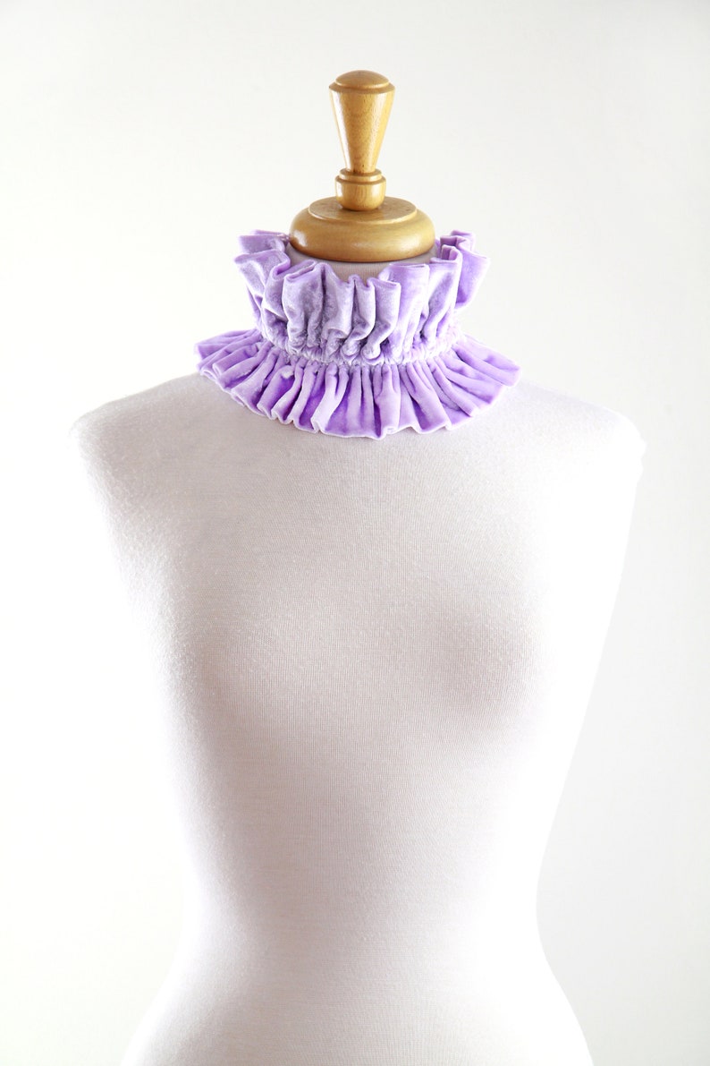 Lilac Lavender Crushed Velvet Collar Victorian Style Choker Collar, Neck Ruff, or Neck Frill Cottagecore Accessories Lots of Colors image 7