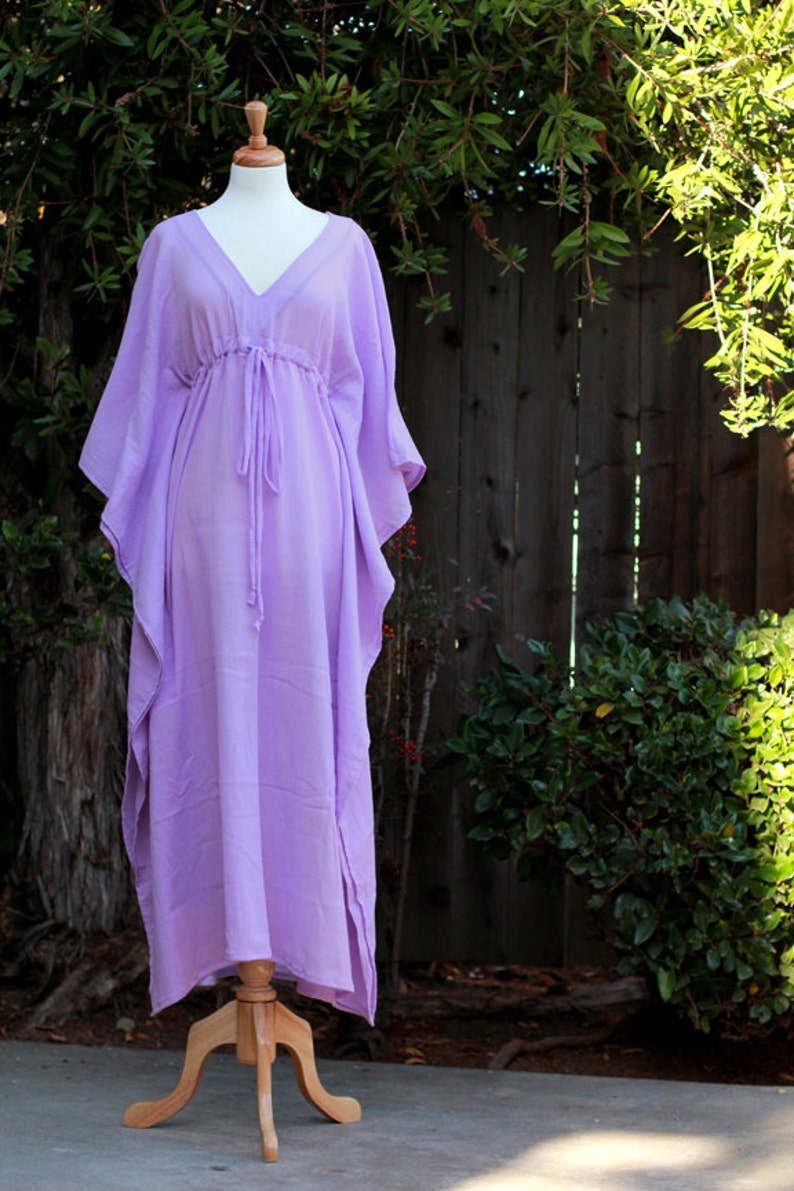 Caftan Maxi Dress Beach Cover Up Kaftan in Lavender Cotton Gauze Women's Maxi Dresses image 2