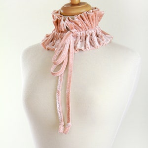 Champagne Blush Pink Collar in Crushed Velvet Victorian Style Collar, Neck Ruff, or Neck Frill Lots of Colors image 7