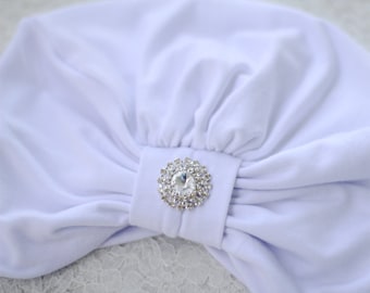 Turban blanco - Kundalini Yoga Turban - Turbantes de pelo para las mujeres - Jersey knit Head Covering - White Turban Headwrap - Un montón de colores