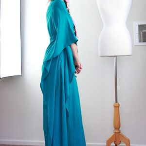 Teal Kaftan Maxi Dress Cotton Gauze Beach Cover Up Women's Maxi Caftan Dresses Lots of Colors image 6