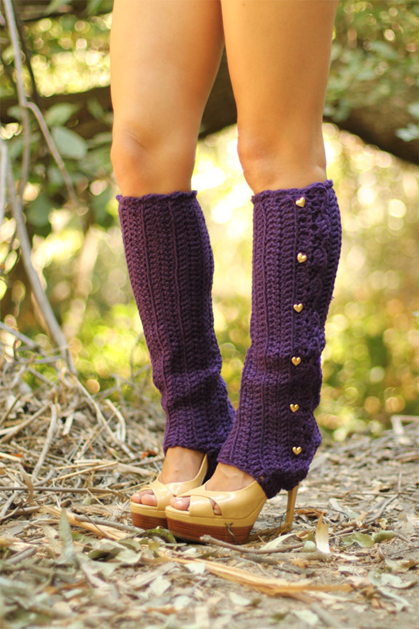 Leg Warmers With Stirrups Deep Purple Lots of Colors Etsy