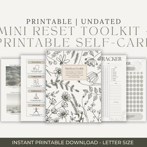 Minireset-toolkit | Afdrukbare pdf-zelfzorg | Rituele kaarten, affirmaties, emotionele check-in en tracker