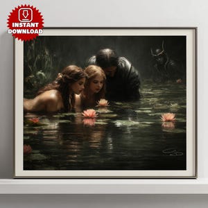 Dark Fantasy Nymphs Art Print: Sensual Romanticism, Vintage Style (Digital Download)