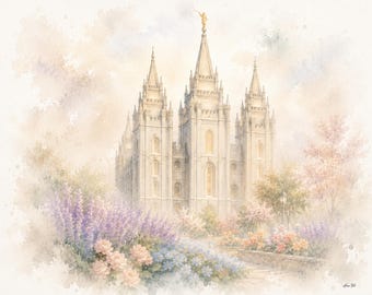 LDS Art, Salt Lake City Utah Temple Digital Download, Bonus Coloring or water color page, Christian Wall art Birthday, Gift,