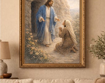 Stampa artistica di Gesù e Maria per la Settimana Santa, decorazione murale cristiana per Pasqua (download digitale)